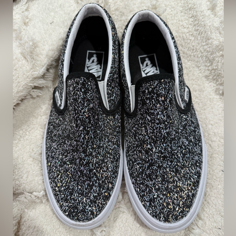 Vans Women’s Black Sparkle Slip-On Shoes